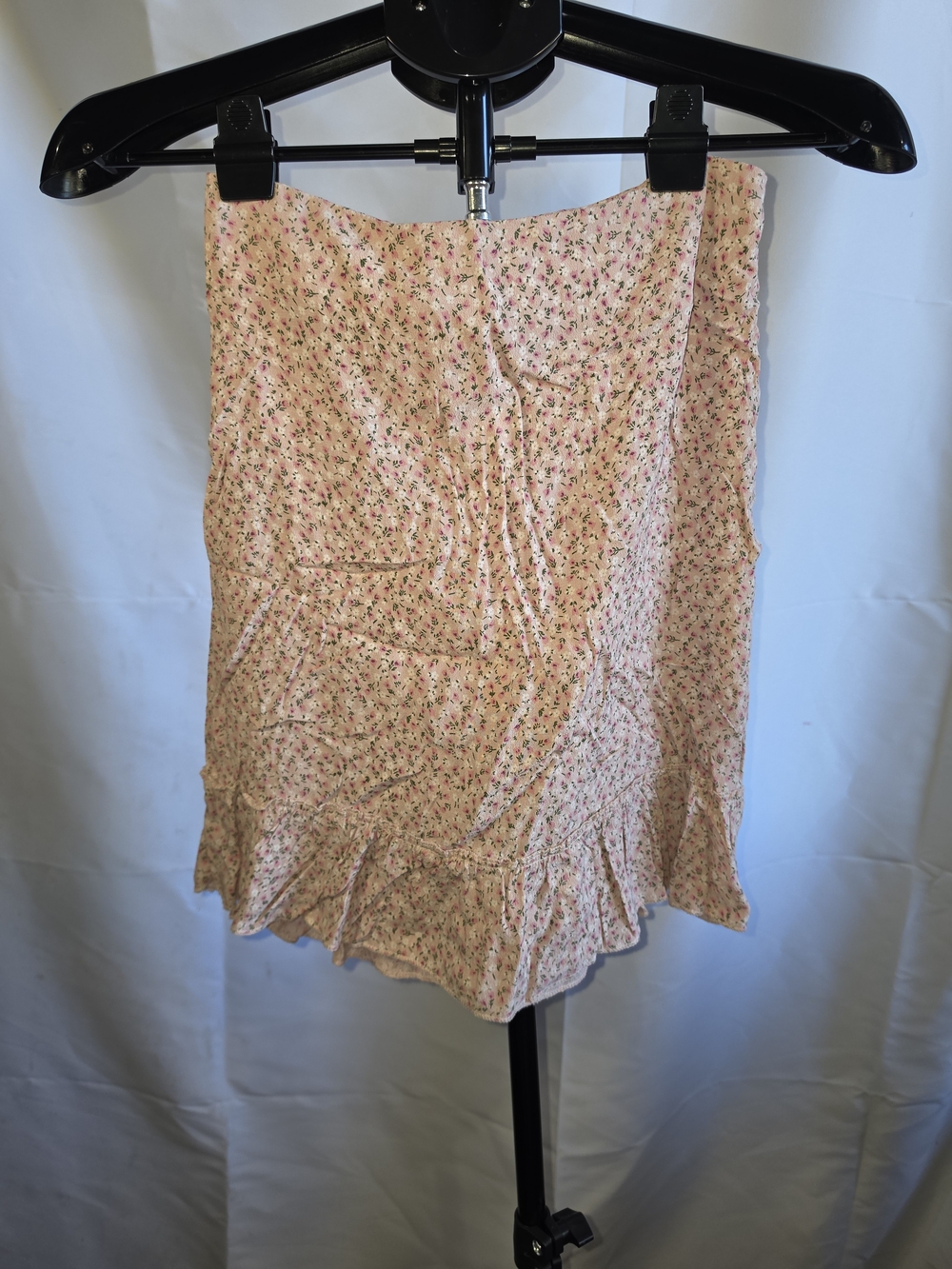 Brandy Melville Pink Feminine Floral Ruffle Mini Skirt Viscose Made In Italy